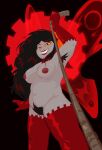  alien aradia_megido black_hair clothed clothing dominant dominant_female eye_contact female gloves hair handwear hi_res homestuck legwear lingerie long_hair looking_at_another ms_paint_adventures not_furry partially_clothed pubes sillysillay smile smiling_at_viewer solo thick_thighs thigh_highs troll_(homestuck) webcomic wings 