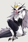  anthro avian bird breasts claws demon feathers female helluva_boss owl owl_demon red_eyes roksodraws solo stella_(helluva_boss) toe_claws white_body white_feathers 