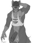  2023 absurd_res anthro armpit_hair artist_name athletic athletic_anthro athletic_male balls baseball_cap big_balls big_penis black_body black_fur black_nipples black_nose black_penis bodily_fluids body_hair canid canine canis chest_hair clothed clothing covering covering_eyes covering_face digital_media_(artwork) drank_hyena dripping ear_piercing ear_ring edugta_(character) english_text facial_piercing fingers foreskin fur genital_fluids genitals gloves_(marking) grey_balls grey_body grey_fur greyscale half-erect hand_behind_head hat hat_over_eyes headgear headwear heavy_balls hi_res humanoid_genitalia humanoid_penis industrial_piercing looking_at_viewer male mammal markings monochrome muscular muscular_anthro muscular_male musk musk_clouds nipples nude partially_retracted_foreskin penis piercing precum precum_drip pubes ring_piercing service_top shirt signature simple_background sketch smile solo standing sweat sweatdrop tail tank_top text text_on_clothing text_on_shirt text_on_topwear topwear twitter_handle vein veiny_penis white_background white_clothing wolf 