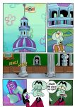  anthro building cephalopod clothed clothing coleoid comic detailed_background dialogue duo hi_res male marine mollusk nickelodeon octopodiform octopus on_model pancaketiffy spanish_text speech_bubble spongebob_squarepants squidward_tentacles squilliam_fancyson text toony translation_check translation_request 