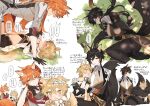  ... 1boy 2girls aether_(genshin_impact) ahoge animal_ears blonde_hair blue_eyes blush breasts brown_hair closed_eyes closed_mouth collared_shirt commentary_request dappled_sunlight dog_ears dog_tail flower formal fox_ears fox_girl fox_tail genderswap genderswap_(mtf) genshin_impact gloves gradient_hair highres holding holding_flower jacket large_breasts long_hair long_sleeves lying mask mask_on_head midriff multicolored_hair multiple_girls necktie on_side orange_eyes orange_hair pantyhose scarf shirt simple_background sleeping smile spoken_ellipsis suit sunlight tabibitowayo tail tartaglia_(genshin_impact) translation_request white_background white_flower yellow_eyes zhongli_(genshin_impact) 