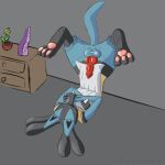  animal_genitalia animal_penis anthro canine_genitalia canine_penis forbiddenlight generation_4_pokemon genitals hi_res lucario male nintendo penis pillow pokemon pokemon_(species) sketch solo 