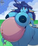  anthro areola belly big_belly big_breasts big_butt big_tail blue_body blue_eyes blue_hair blush blush_lines breasts butt dialogue eeveelution female garuda_six generation_1_pokemon hair hi_res huge_breasts huge_butt huge_thighs hyper hyper_belly hyper_breasts hyper_thighs inflation navel navel_piercing nintendo nipple_piercing nipples nude open_mouth piercing pokemon pokemon_(species) solo standing syrah_(lotorloon) tail text thick_thighs vaporeon 