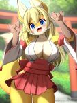  3:4 anthro big_breasts blush breasts canid canine clothed clothing faroula_twitt female fox fur hair hi_res kemono looking_at_viewer mammal smile solo 