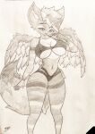  anthro clothing curvy_figure female fibbelous fluffy fluffy_tail hi_res hourglass_figure looking_at_viewer male male/female solo swimwear tail wings 