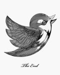  bird character_request english_text greyscale highres jnt monochrome no_humans open_mouth simple_background solo twitter twitter_bird white_background 