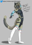  anthro blue_body blue_fur brown_body brown_fur clothing domestic_cat felid feline felis footwear fur hi_res male mammal socks solo spike_the_furry white_sock 