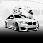  bmw bmw_4_series car chris_ilst commission highres logo motor_vehicle no_humans original shadow stance_(vehicle) vehicle_focus white_car zoom_layer 