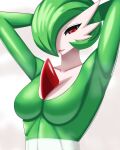  absurd_res big_breasts breasts clothing female gardevoir generation_3_pokemon green_hair hair hi_res humanoid jacsn nintendo not_furry pokemon pokemon_(species) solo solo_focus 