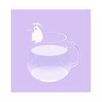  animal_focus artist_name bear border chai_(drawingchisanne) no_humans original pitcher_(container) polar_bear purple_theme shirokuma-san_(drawingchisanne) sitting transparent transparent_umbrella umbrella white_border 