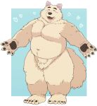  2023 anthro arufina_w belly black_nose blush canid canine canis domestic_dog eyes_closed fur hi_res humanoid_hands kemono male mammal navel slightly_chubby solo white_body white_fur 