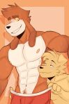  2023 abs anthro armpit_hair armpit_tuft athletic athletic_anthro athletic_male beagle biceps bird_dog black_nose blonde_hair blue_eyes blush bodily_fluids body_hair border bottomwear brown_body brown_fur brown_hair bulge canid canine canis clothed clothing colored domestic_dog duo ears_down eyebrows facial_hair floppy_ears fur golden_retriever hair happy_trail hi_res hunting_dog long_ears male male/male mammal multicolored_body multicolored_fur muscular muscular_anthro muscular_male nao_o&#039;connor navel nipples partially_clothed pecs pink_nipples pivoted_ears pubes pulling_underwear raised_eyebrow red_clothing red_underwear retriever scent_hound seductive shirtless shirtless_anthro shirtless_male simple_background smile smiling_at_partner smirk standing suggestive suggestive_look suggestive_pose sweat sweatdrop tan_background thick_eyebrows underwear underwear_down undressing undressing_another white_body white_fur wilson_(wilsondoggo64) wilsondoggo64 yellow_body yellow_eyes yellow_fur 