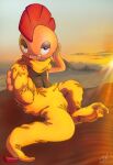  2021 absurd_res anthro bottomwear clothing colored creases desert feet foot_focus generation_5_pokemon grin grinning_at_viewer half-closed_eyes hi_res hindpaw light light_beam male mountain narrowed_eyes nintendo pants paws pokemon pokemon_(species) pose raised_paw scarf scrafty sitting smile soles solo stormdragonblue sunbeam sunlight wrinkled_feet wrinkled_soles 