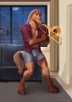  absurd_res anthro brass_instrument equid equine hi_res hooves horse male mammal musical_instrument pecs playing_music satanic_monkey solo tail trombone wind_instrument 