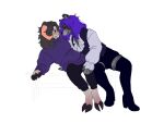  anonymous_artist anthro boots bovid bovid_horn canid canine canis caprine caprine_horn clothed clothing duo footwear fully_clothed girly hair hi_res hooves horn legwear long_hair male mammal purple_clothing purple_eyes purple_hair ram_horn sheep suggestive thigh_highs wolf zell_(zelldasheepy) 