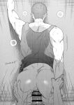  2boys anal arm_held_back ass bara blush bottomless erection greyscale hand_on_another&#039;s_ass highres holding_another&#039;s_wrist male_focus monochrome multiple_boys muscular muscular_male naked_shirt om3632f penis rukawa_kaede sakuragi_hanamichi sex sex_from_behind shirt short_hair slam_dunk_(series) solo_focus tank_top twitter_username yaoi 