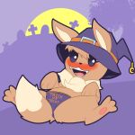  blush cemetery clothing eevee female feral full_moon generation_1_pokemon halloween hat headgear headwear hi_res holidays moon nintendo panties pokemon pokemon_(species) solo trick_or_treat underwear weirdkoaladream witch_hat 