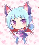  1girl animal_ears arrow_(projectile) bat_ears black_footwear blue_hair blue_thighhighs blush chibi closed_mouth eyelashes highres holding holding_arrow jazz_grace jewelry looking_at_viewer medium_hair necklace puyopuyo puyopuyo_chronicle puyopuyo_quest rafisol_(puyopuyo) red_wings solo thighhighs wings 