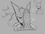  anthro balls duo english_text first_person_view generation_1_pokemon genitals hi_res legendary_pokemon looking_at_viewer male male/male mewtwo nintendo penis penis_on_face pokemon pokemon_(species) sketch text thorny tongue tongue_out 
