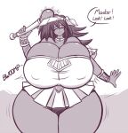  alternate_breast_size breast_expansion breasts bursting_breasts dark-skinned_female dark_skin gigantic_breasts image_sample mana_(yu-gi-oh!) monochrome standing tagme thesanstorm twitter_sample wide_hips yu-gi-oh! 