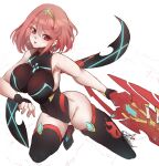  1girl absurdres aegis_sword_(xenoblade) breasts core_crystal_(xenoblade) fingerless_gloves gloves highres holding holding_sword holding_weapon klopsiak large_breasts leotard looking_at_viewer pyra_(xenoblade) red_eyes red_hair short_hair sketch smile solo sword tiara weapon xenoblade_chronicles_(series) xenoblade_chronicles_2 