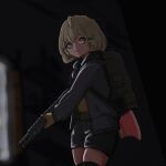  1girl absurdres alternate_costume blonde_hair gun highres holding holding_gun holding_weapon khai_sann millie_parfait nijisanji nijisanji_en shotgun virtual_youtuber weapon 