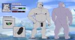  2023 anthro back_muscles balls bara-diction bear belly biceps biped black_sclera butt color_swatch digital_media_(artwork) ear_piercing ear_ring english_text erection eyebrows eyewear flaccid fur genitals glasses green_eyes grey_body grey_fur hi_res humanoid_genitalia humanoid_penis male mammal model_sheet musclegut muscular muscular_anthro muscular_male navel nipples nude pecs penis piercing polar_bear pose pubes ring_piercing smile solo tail text triden_(sleepytriden) ursine vein veiny_penis 