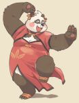  anthro asian_clothing bear belly blush chinese_clothing chinese_dress clothed clothing crave_saga crossdressing dress east_asian_clothing foot_wraps garouzuki giant_panda hi_res kung_fu male mammal moobs overweight pawpads shaoren_(crave_saga) solo wraps 