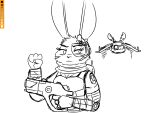  anthro armor crossover disney drone ears_up female gun headgear headphones headset hi_res judy_hopps lagomorph leporid mammal rabbit ranged_weapon scar science_fiction solo spoof_(artist) warhammer_(franchise) weapon zootopia 