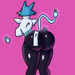  1:1 2023 anthro big_butt breasts butt clothed clothing darkener deltarune digital_media_(artwork) felid female floating_hands machine mammal rear_view ribbonrolls robot simple_background solo tail tasque_manager undertale_(series) 
