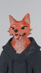  anime_eyes anthro blender_(software) blender_cycles bodily_fluids canid canine chest_fur chest_tuft clothing drawstring fox fur glistening glistening_body glistening_fur green_eyes gwen_the_hyena hi_res hoodie inner_ear_fluff male mammal mouth_shot multicolored_body multicolored_fur open_mouth red_body red_fur saliva saliva_string solo teeth teeth_showing tongue topwear tuft two_tone_body two_tone_fur 