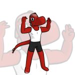  1:1 anthro clothed clothing dinosaur male muscular muscular_anthro muscular_male phoen pose red_body red_scales reptile rex_(beast-trigger) scales scalie solo theropod toony tyrannosaurid tyrannosaurus tyrannosaurus_rex 