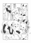  2015 akafude_(tsukune_minaga) ambiguous_gender canid canine canis comic dialogue digital_media_(artwork) dipstick_ears dipstick_tail domestic_dog doujinshi duo female female/female feral fluffy fluffy_tail fox gesture gloves_(marking) greyscale halftone hand_on_stomach hi_res japanese_text leg_markings lying mammal markings moan monochrome multicolored_ears on_back on_top open_mouth quadruped shiranui_(tsukune_minaga) socks_(marking) speech_bubble suggestive suggestive_gesture tail tail_markings text tongue translation_request tsukune_minaga 