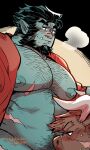  2boys aldere_(kokukokuboo) animal_ears bara bare_pectorals beard blush bottomless breath brown_fur chest_hair colored_skin couple cow_ears cow_horns dungeons_and_dragons facial_hair forked_eyebrows from_side furry furry_male furry_with_non-furry garza_(kokukokuboo) green_skin hair_slicked_back hairy highres horns huge_pectorals implied_fellatio interspecies kokukokuboo large_areolae looking_at_another male_focus mature_male minotaur monster_boy multiple_boys muscular muscular_male navel_hair nipples open_clothes open_shirt orc original out-of-frame_censoring paid_reward_available pectorals pointy_ears scar scar_on_face scar_on_nose short_hair sweat thick_eyebrows tusks yaoi 