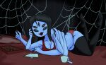  anthro arachnid arcatech arthropod black_hair candy chocolate clothing container cup dessert female food hair hi_res long_socks muffet panties solo spider tagme undertale undertale_(series) underwear 