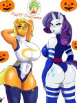  00284_(character) absurd_res andromorph anthro clothing cosplay costume duo female female/female friendship_is_magic halloween hasbro hi_res holidays human humanoid intersex lazulito mammal my_little_pony rarity_(mlp) spike_(mlp) 