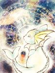  animal_focus chi_(chihiroroket) closed_eyes crying cursive dated eyelashes fins glowing glowing_hand head_fins magic_circle pisces_(zodiac) pokemon pokemon_(creature) vaporeon 