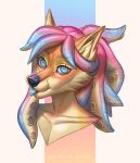  anthro artist_name blep blue_eyes blue_tongue bust_portrait canid cheek_tuft closed_smile facial_tuft female fur glistening glistening_eyes hi_res inner_ear_fluff mammal marie_merkh mouth_closed no_pupils orange_body orange_fur portrait pseudo_hair simple_background smile solo tentacle_hair tentacles tongue tongue_out tuft yellow_body yellow_fur yellow_inner_ear_fluff 