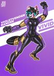  2021 action_pose ailurid anthro black_hair blue_eyes bodysuit clawed_fingers claws clothing fur gold_(metal) hair hi_res highlights_(coloring) jooshy latex latex_clothing male mammal name_in_background pink_body pink_fur pose power_rangers purple_latex purple_rubber red_panda rubber rubber_clothing rubber_suit sentai_inspired shiny_(disambiguation) skinsuit solo superhero tight_clothing vivid_(character) white_body white_fur 