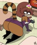  absurd_res all_fours anthro big_butt blindstash boots brown_hair butt cartoon_network clothing controller crossgender crown digital_media_(artwork) dress female footwear game_controller gaming hair headgear hi_res holding_controller holding_game_controller holding_object huge_butt inside legwear looking_aside mammal mario_bros markings mtf_crossgender nintendo playing_videogame ponytail procyonid raccoon regular_show rigbette_(benson_dancing) rigby_(regular_show) striped_markings striped_tail stripes super_crown tail tail_markings thigh_boots thigh_highs toony 