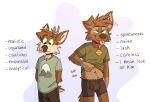  anthro antlers black_bottomwear black_boxer_briefs black_clothing black_pants black_underwear bottomwear boxer_briefs brown_body brown_fur brown_nose bulge canid canine canis character_description clothing darwin_(tinydeerguy) deer detailed_background domestic_dog drunk duo english_text fur green_clothing green_shirt green_t-shirt green_topwear half-closed_eyes hi_res horn itching looking_down male mammal matt_riskely narrowed_eyes pants scratching shirt sound_effects stain stained_clothing substance_intoxication t-shirt tan_body tan_fur text tinydeerguy tongue tongue_out topwear underwear 