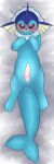  1:3 2023 3_fingers 3_toes absurd_res animal_genitalia animal_penis bed bed_sheet bedding belly black_nose blue_eyes blue_sclera blush body_pillow body_pillow_design cetacean cetacean_genitalia cetacean_penis colored dakimakura_design dakimakura_pillow digital_drawing_(artwork) digital_media_(artwork) eeveelution erection facial_markings feet feral fingers frill_(anatomy) front_view furniture generation_1_pokemon genitals grey_background head_markings hi_res long_tail looking_at_viewer lying lying_on_bed makeup male mammal marine markings membrane_(anatomy) membranous_frill nintendo nude on_back on_bed penis pillow pink_penis pokemon pokemon_(species) presenting presenting_penis pupils seductive shaded signature simple_background slightly_chubby smile smooth_skin solo tail tapering_penis toes twinkworshiper8 vaporeon white_background white_pupils 