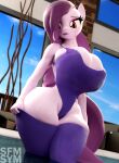  16:9 3d_(artwork) anthro big_breasts big_butt breasts butt clothed clothing digital_media_(artwork) female friendship_is_magic hasbro hi_res huge_breasts huge_butt my_little_pony solo swimming_pool swimwear symm widescreen 