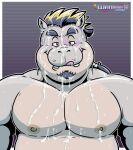  anthro bodily_fluids chubby_male common_hippopotamus cum cum_covered cum_on_chest cum_on_face drooling genital_fluids hi_res highlights_(coloring) hippopotamid licking licking_lips male mammal messy musclegut muscular muscular_male nipples pecs saliva slightly_chubby smile smiling_at_viewer solo sweat tongue tongue_out wanikami 