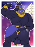  2023 3:4 absurd_res albertcrow anthro anubian_jackal anubis back_muscles backsack balls barazoku barely_contained biceps big_balls big_butt big_muscles black_body black_fur bodily_fluids border bottomwear bubble_butt butt canid canine canis claws clothed clothing deity deltoids egyptian egyptian_mythology eyebrows flexing fur gem genital_fluids genitals glowing glowing_eyes hamstrings headdress headgear hi_res huge_balls huge_butt huge_muscles huge_thighs ineffective_clothing jackal loincloth looking_at_viewer looking_back looking_back_at_viewer male mammal manly middle_eastern_mythology muscular muscular_anthro muscular_male mythology night precum precum_through_clothing precum_through_thong precum_through_underwear purple_background purple_sclera pyramid rear_view saggy_balls simple_background sky solo standing star starry_sky thick_thighs thong topless topless_anthro topless_male triceps tuft underwear wet wet_clothing white_border wristband 