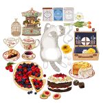  almond animal_focus birdcage blackberry_(fruit) blueberry box cage cake carousel cat cheese cherry chocolate chocolate_cake circle_formation cookie cup flower food food_focus fork fruit grey_cat knife leaf lemon lemon_slice looking_at_viewer lying no_humans orange_flower original picnic_basket pie pie_slice plate raspberry rose saucer simple_background slothm22 spoon star_anise_(spice) sugar_bowl sugar_cube tea teacup teapot thumbprint_cookie tulip white_background white_flower yellow_flower yellow_rose 