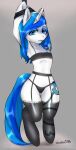  anthro bdsm binding blue_eyes blue_hair blue_tail bondage bound bra clothing cuff_(restraint) cutie_mark dressing equid equine eyebrows eyelashes female feral fluffy_ears footwear hair handcuffs hasbro hi_res horn horse inventor_(artist) knee_highs knee_socks legwear light light_body light_skin long_hair long_tail looking_at_viewer makeup mammal markings metal_cuffs multicolored_hair multicolored_tail my_little_pony open_mouth pain panties pity pony restraints rope socks solo standing stockings tail teeth teeth_showing thong tights topwear underwear unicorn unicorn_horn white_body 