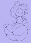  accessory amy_rose anthro big_butt bottom_heavy breasts butt clothing eulipotyphlan eyelashes female hair_accessory hairband hand_on_chest head_tuft hedgehog hi_res huge_butt looking_back mammal mostly_nude nipples open_mouth panties purple_background rear_view sega simple_background solo sonic_the_hedgehog_(series) thick_thighs tuft underwear wide_eyed wide_hips yummercummer 