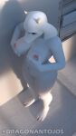  anthro bathroom breast_size_difference breasts dragonantojos female hi_res horn humanoid red_eyes solo toriel undertale_(series) warfare_machine white_body 