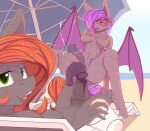  absurd_res anal anal_orgasm anthro bat_pony beach bikini bikini_top bodily_fluids chapaevv clair_de_lune_(mlp) clothing cowgirl_position cum cum_while_penetrated digital_media_(artwork) duo equid equine fan_character from_front_position genital_fluids genitals glass hasbro herm hi_res intersex intersex/intersex looking_at_viewer mammal membrane_(anatomy) my_little_pony noelle_(oc) nude on_bottom on_top outside pegasus penetration penis sand seaside sex swimwear tongue wings 